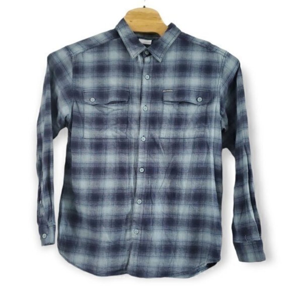 Columbia Large Men’s Long Sleeve Button-Up Flannel Blue, Orange